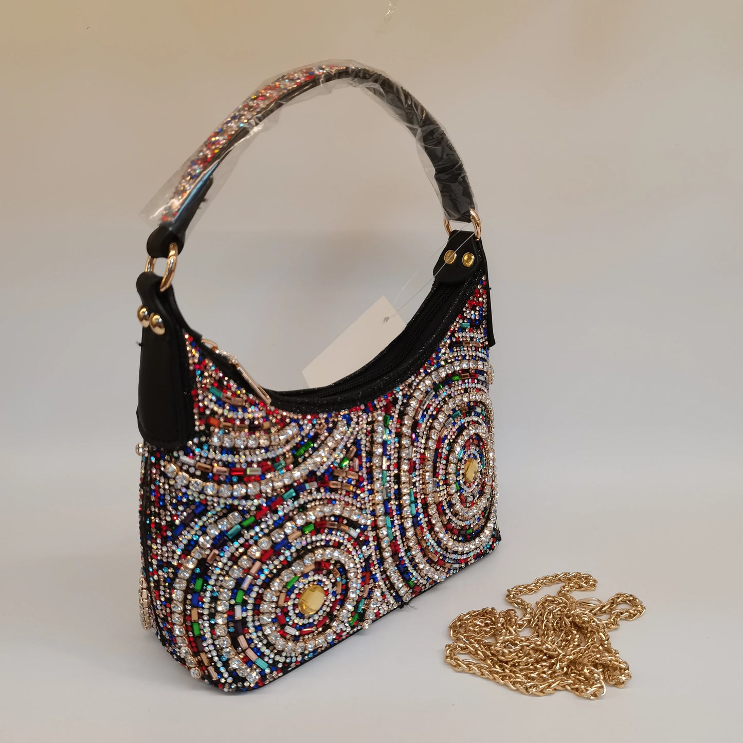 Soft Rhinestone Embellished Evening Bag | Fashion Chain Clutch Luxegan