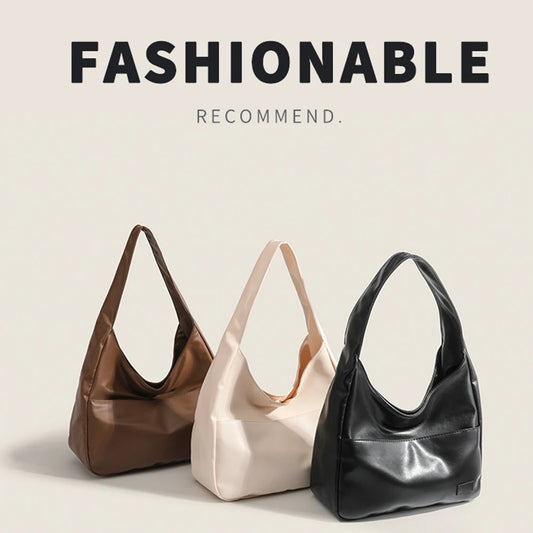 Fashionable Minimalist PU Leather Retro Shoulder Bag | Casual Commuting Trend Large Capacity Box Tote Handbag (Unisex) Luxegan