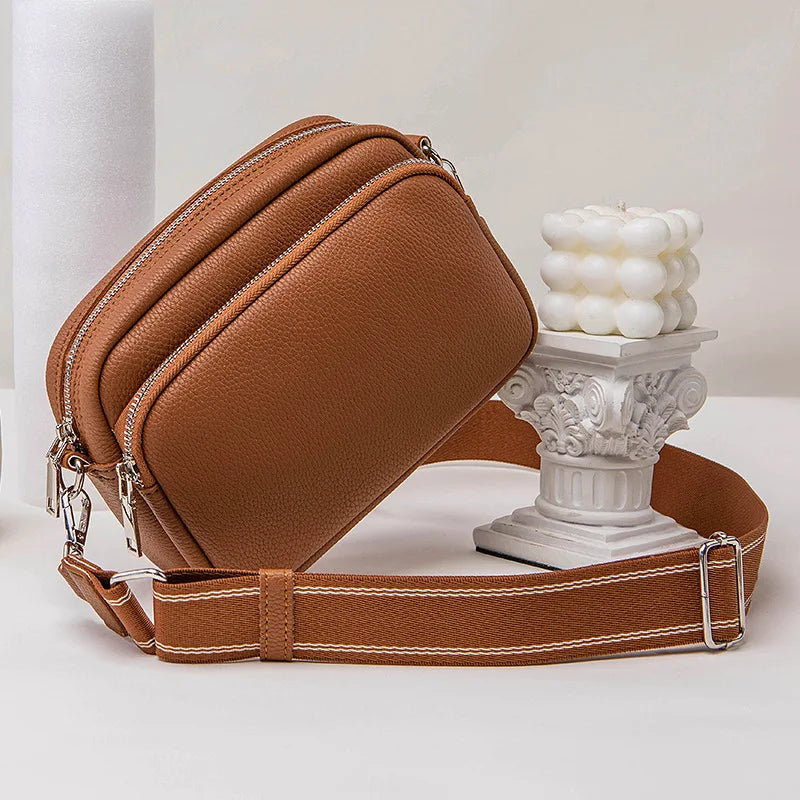 Lychee Pattern Small Square Crossbody | Comfortable Wide-Strap Purse Luxegan