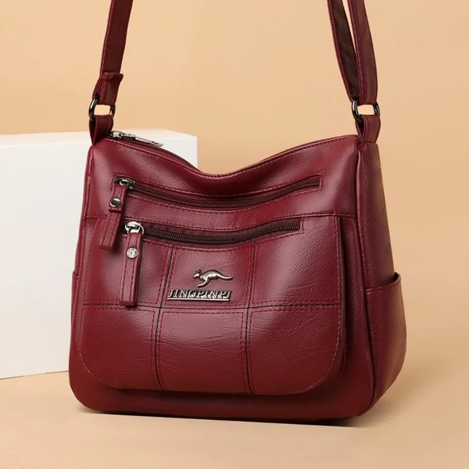 Genuine Soft PU Leather Handbags for Women | Vintage Shoulder Tote Bag & Large Capacity Purse