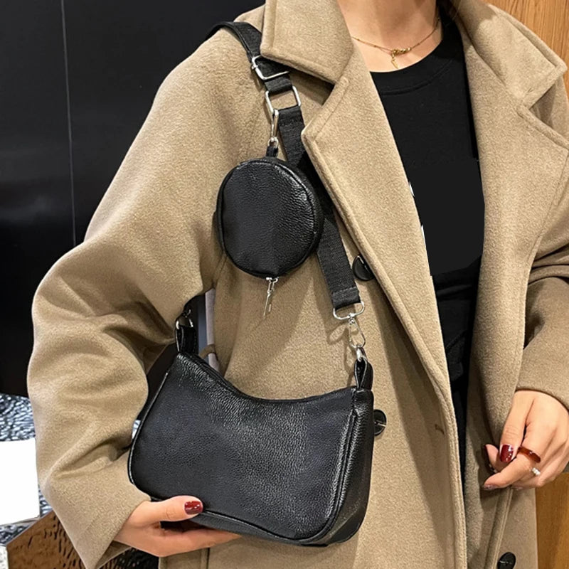 Retro Solid Color PU Leather Shoulder Underarm Bag | Women's Fashion Handbags Casual Hobos Purses and Handbag Ladies Hand Bags Luxegan