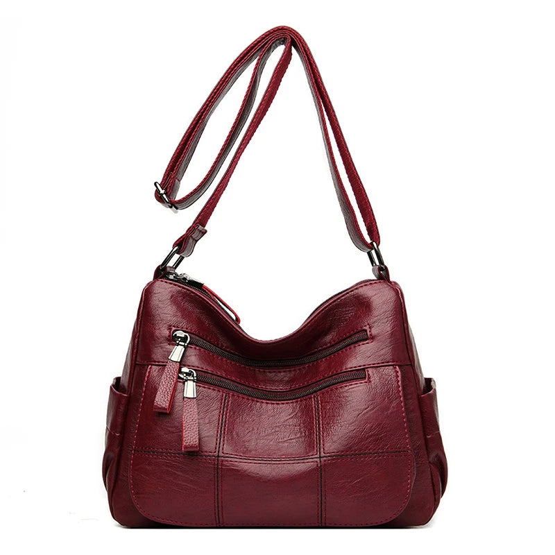 Genuine Sheepskin Leather Designer Handbag | Luxury Waterproof Bucket Bag for Women | Premium Business Messenger & Shoulder Tote with Sequined Accents Luxegan