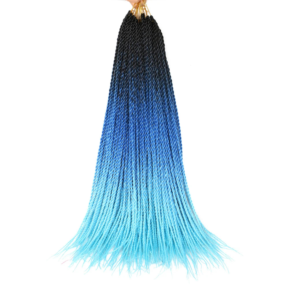 24-Inch Long Ombre Box Braids Crochet Hair - Pre-Looped Synthetic Braiding Hair Extensions - High Temperature Fiber 22 Strands/Pack Piano Color Crochet Braids for Women & Girls (27 Colors Available)