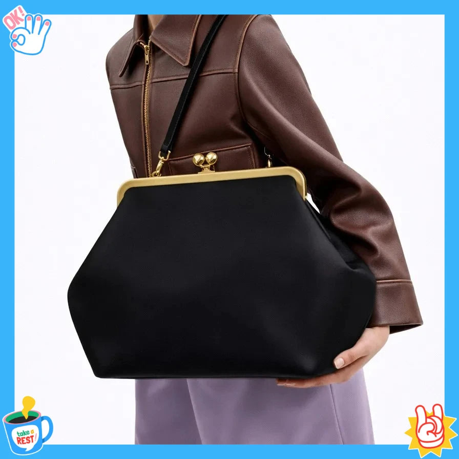 Famous Brand Runway Frame Shell Handbag | Sophisticated "Kiss Lock" Silhouette | Elegant Exquisite Trend Shoulder Bag | "Dignified" High-Performance Large Clip Accessory for Radiant Versatile Styling Luxegan