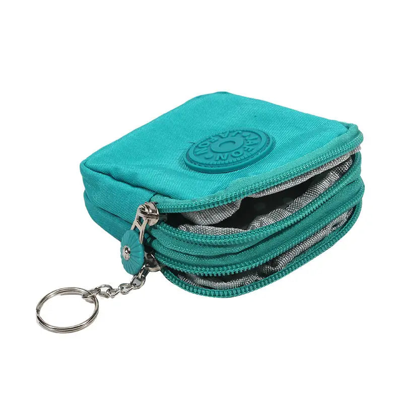 Nylon Solid Square Coin Purse | Zipper Waterproof Mini Card Holder & Key Bag Luxegan