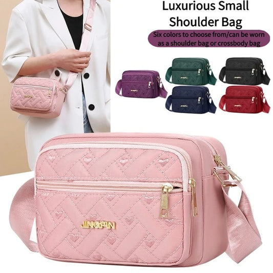 Middle-aged Women's Crossbody Bag | Multi-layer Embroidered Nylon Handbag Luxegan