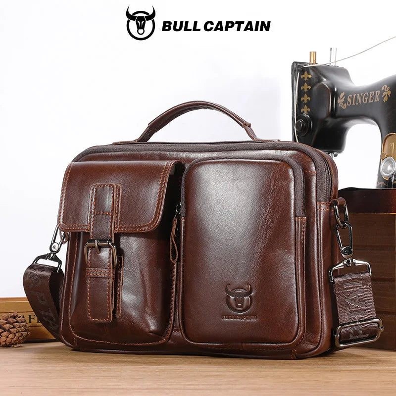New Genuine Leather Men Crossbody Bag Male Briefcase Messenger Bag | Casual Business Briefcase Style Men Shoulder Bag Luxegan