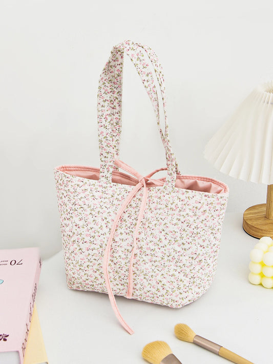 1 Piece Flower Bow Handbag | Large Capacity Fashionable Versatile Shoulder Bag with Cute Bow Design | Suitable for Teenage Girls Luxegan