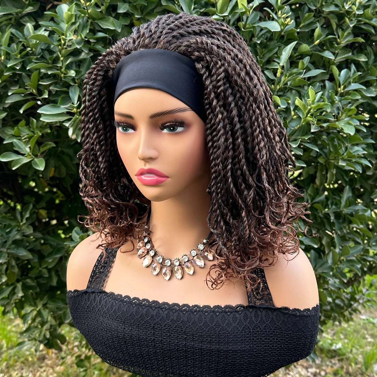 Short Braided Headband Wigs For Black Women Box Braided Headband Bob Wig African Synthetic Braiding Hair Headband Bob Wig Luxegan