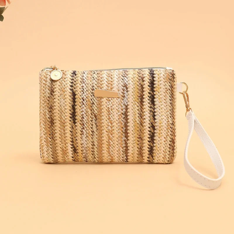 Rattan Knitting Women's Straw Bags | Fashion Colorful Summer Beach Clutch Bag & Woven Wristlet Bag Luxegan