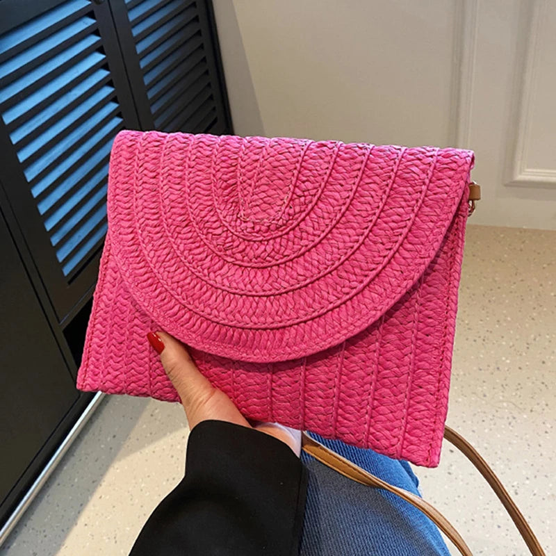Bolsos de playa de verano para mujer Bolso bandolera de paja hecho a mano con sobre Bolso de - view 55