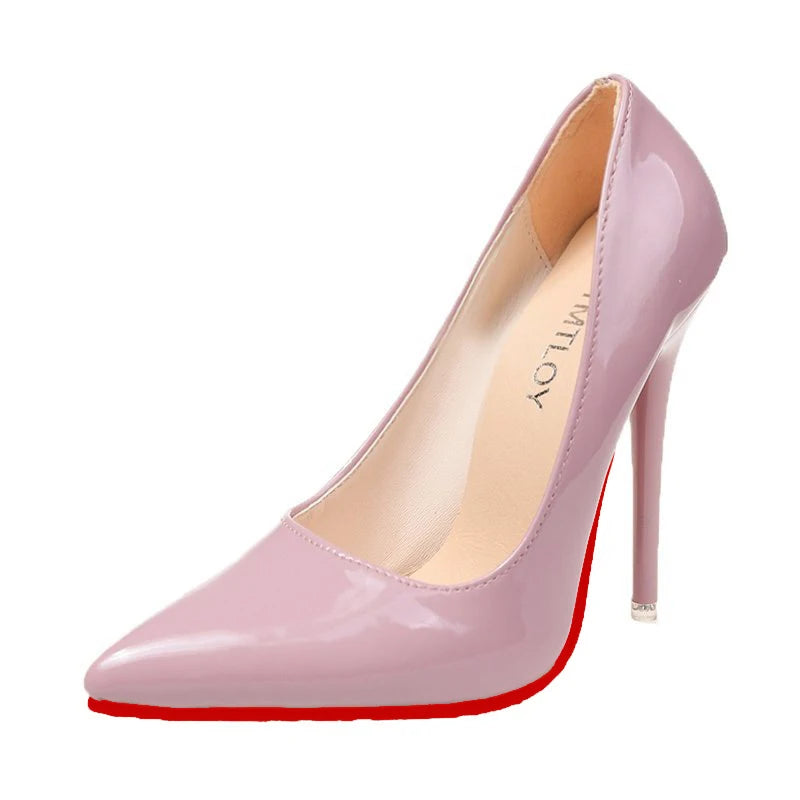 Sexy 12cm Stiletto Pumps | Sophisticated Patent Leather Pointed Toe | Elegant "Super High" Red Dress Heels | "Dignified" Big Size 35–50 Handmade Shoes for Radiant Versatile Styling Luxegan