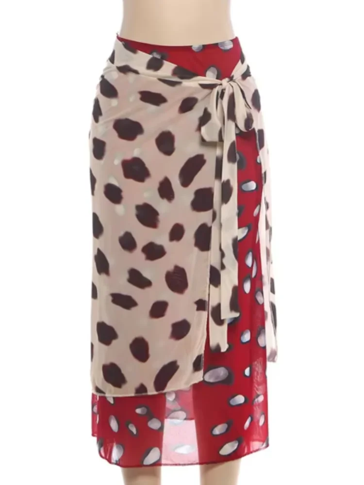 Animal Print Maxi Dress | Deep V-Neck Spaghetti Strap Waist Tie Slit Evening Dress Luxegan