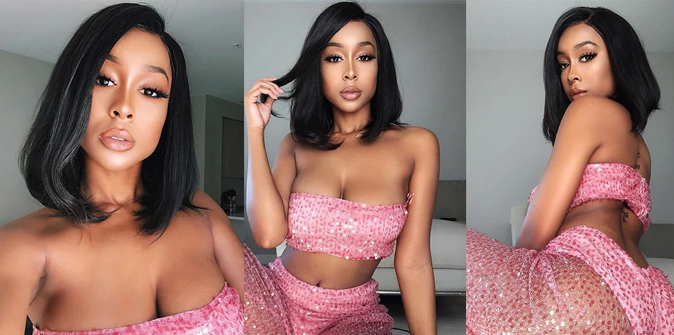 Wear And Go Glueless Bob Wigs 13x4 Bone Straight Lace Front Human Hair Wigs for Women Brazilian Transparent Lace Frontal Wigs