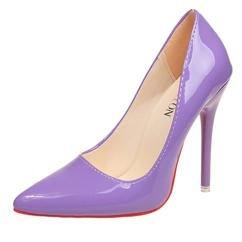 Sexy 12cm Stiletto Pumps | Sophisticated Patent Leather Pointed Toe | Elegant "Super High" Red Dress Heels | "Dignified" Big Size 35–50 Handmade Shoes for Radiant Versatile Styling Luxegan