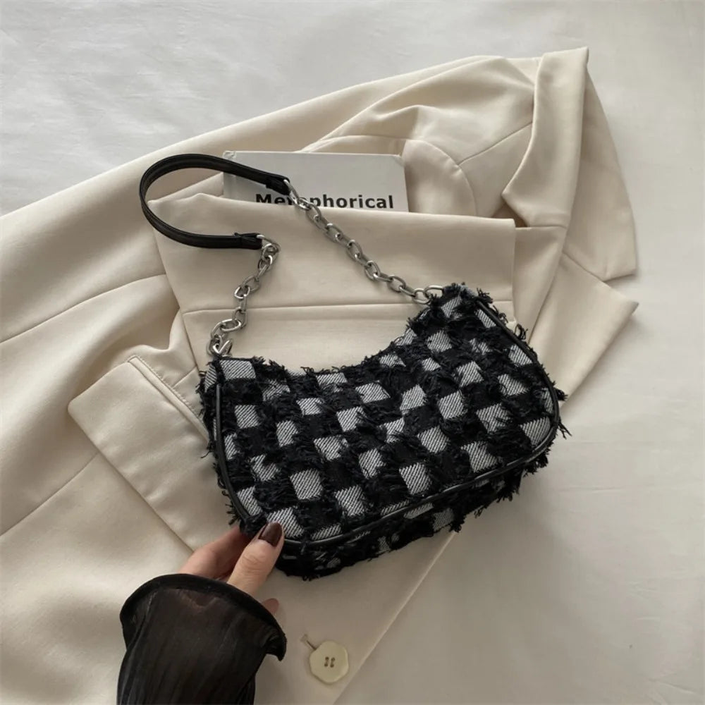 Trendy New Design Single Shoulder Bag | Vintage Y2K Denim Underarm Bag | Korean Star Women's Handbag Luxegan