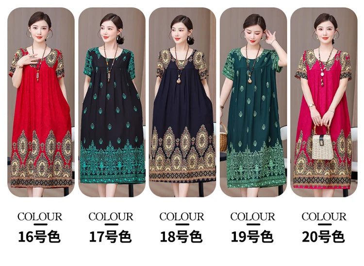 New 2025 Women Dress Female Casual short Sleeve cotton Dresses loose solid Vintage Sweet Clothing Vestidos  vestido verano