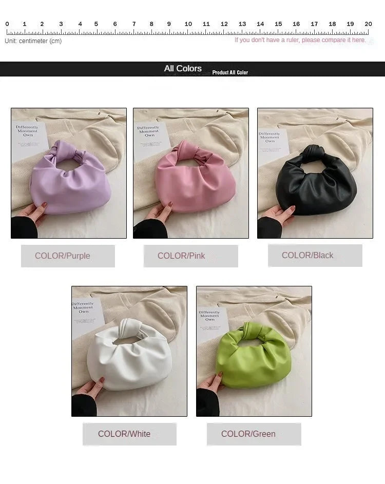 Fashion Ruched Hobo Bag | Soft PU Leather Crossbody Clutch Luxegan