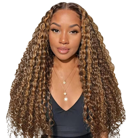  ISEE Hair Ombre 4/27 Honey Blonde Water Wave HD Lace Front Human Hair Wig | Glueless & Pre-Cut 6x4 Closure Luxegan