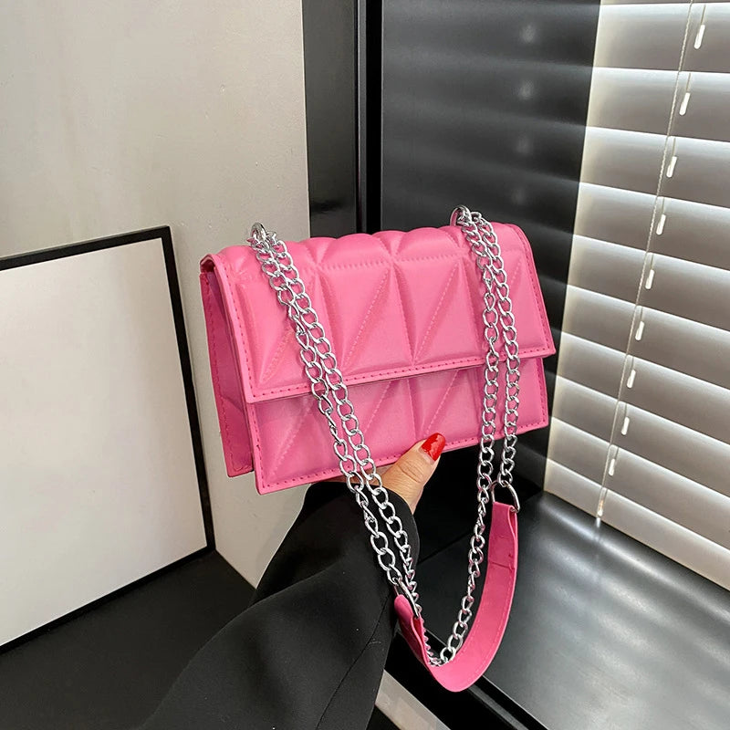 Designer Fashion Women’s Shoulder Bag | Sophisticated PU Leather Handle Handbag | Elegant Chain Strap Crossbody | Luxury "Dignified" Soft Minimalist Purse for Versatile Styling Luxegan