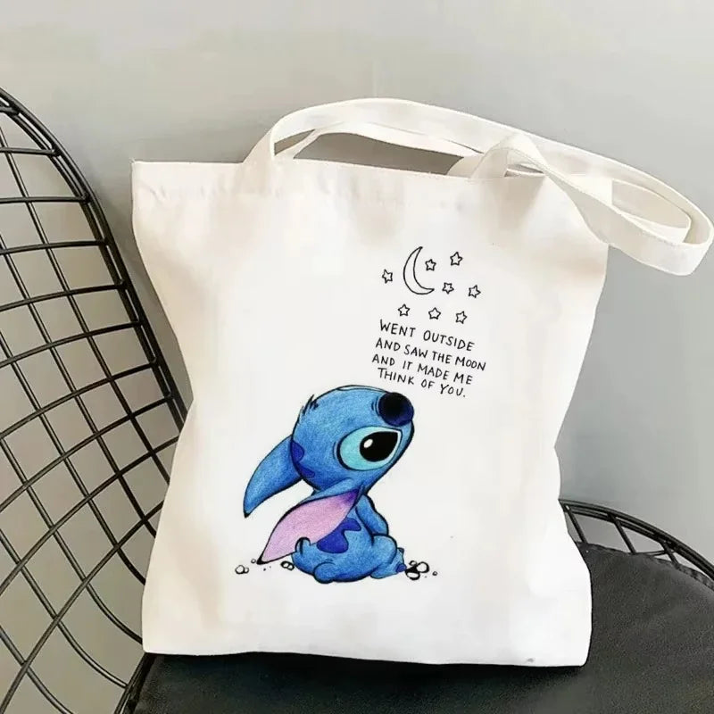 Disney Lilo & Stitch Cartoon Canvas Bag | Unisex Large Capacity Student Backpack & Shoulder Tote | Casual Shopping Totes Luxegan