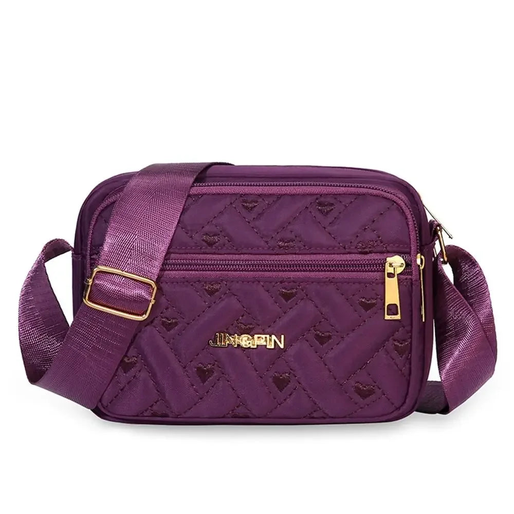 New Fashion Embroidery Shoulder Bag | Sophisticated Canvas Zipper Handbag | Elegant Square Crossbody Purse | "Dignified" Lightweight Tote for Versatile Daily Styling Luxegan