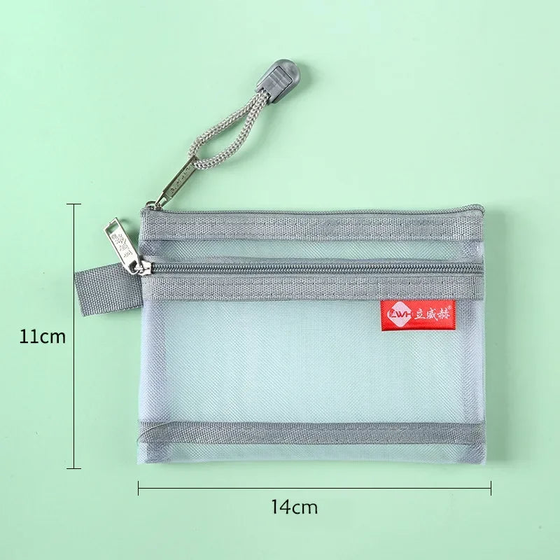 Bolsos cuadrados de nailon de doble capa con cremallera, monederos, carteras, tarjeteros para identificación bancaria y tarjetas de crédito, licencia B8, bolsas de almacenamiento con bolsillo