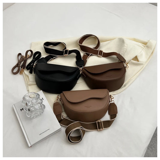 Small Leather Saddle Bag | Vintage Underarm Handbag & Chain Crossbody Purse Luxegan