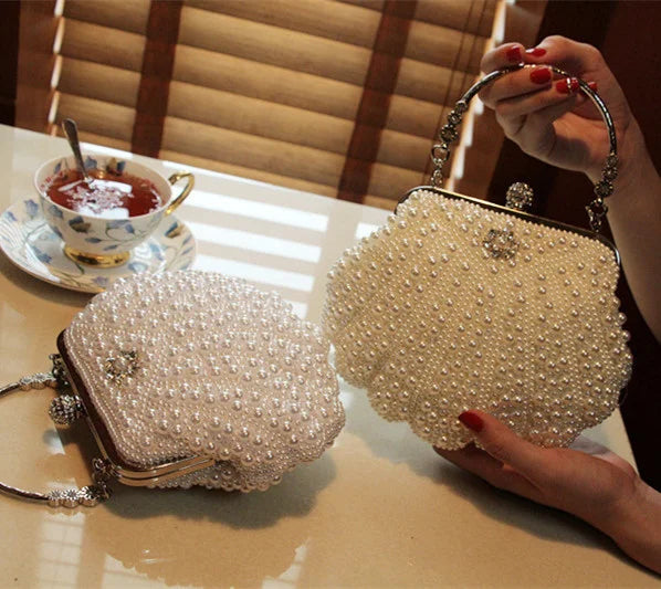 New Shell Pearl Rhinestone Dinner Bag | Sophisticated "Bride Dress" Silhouette | Elegant Banquet Small Diagonal Bag | "Dignified" High-Performance Beaded Essential for Radiant Versatile Styling Luxegan