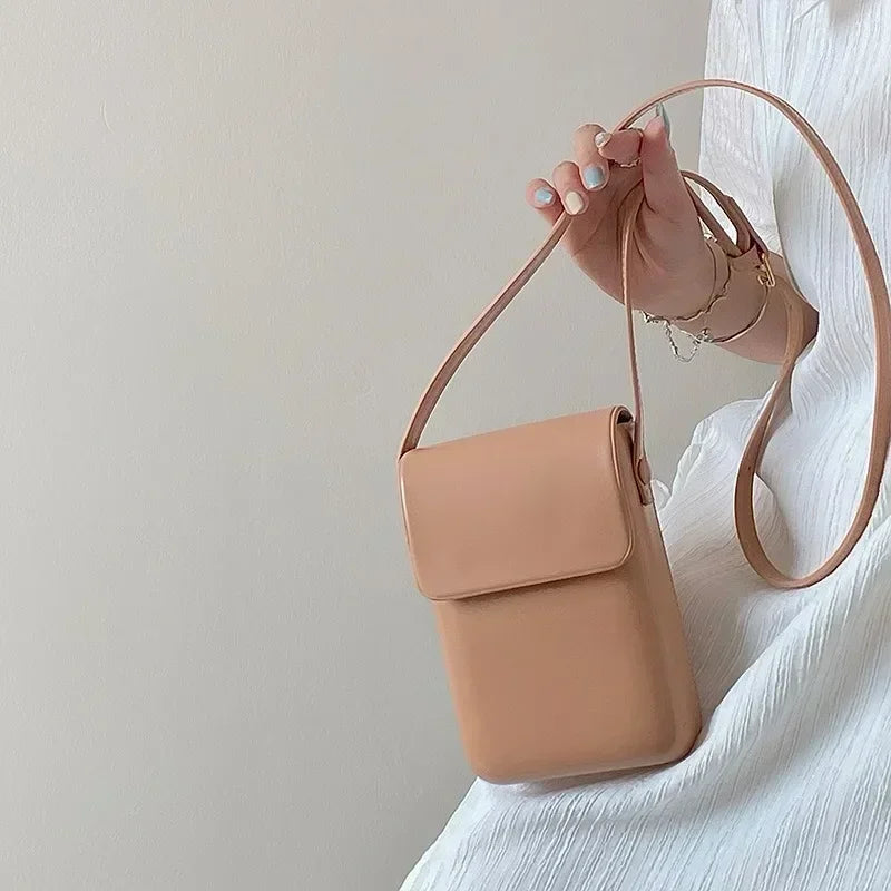 Mini PU Leather Crossbody Bag | Simple Flap Shoulder Purse Luxegan