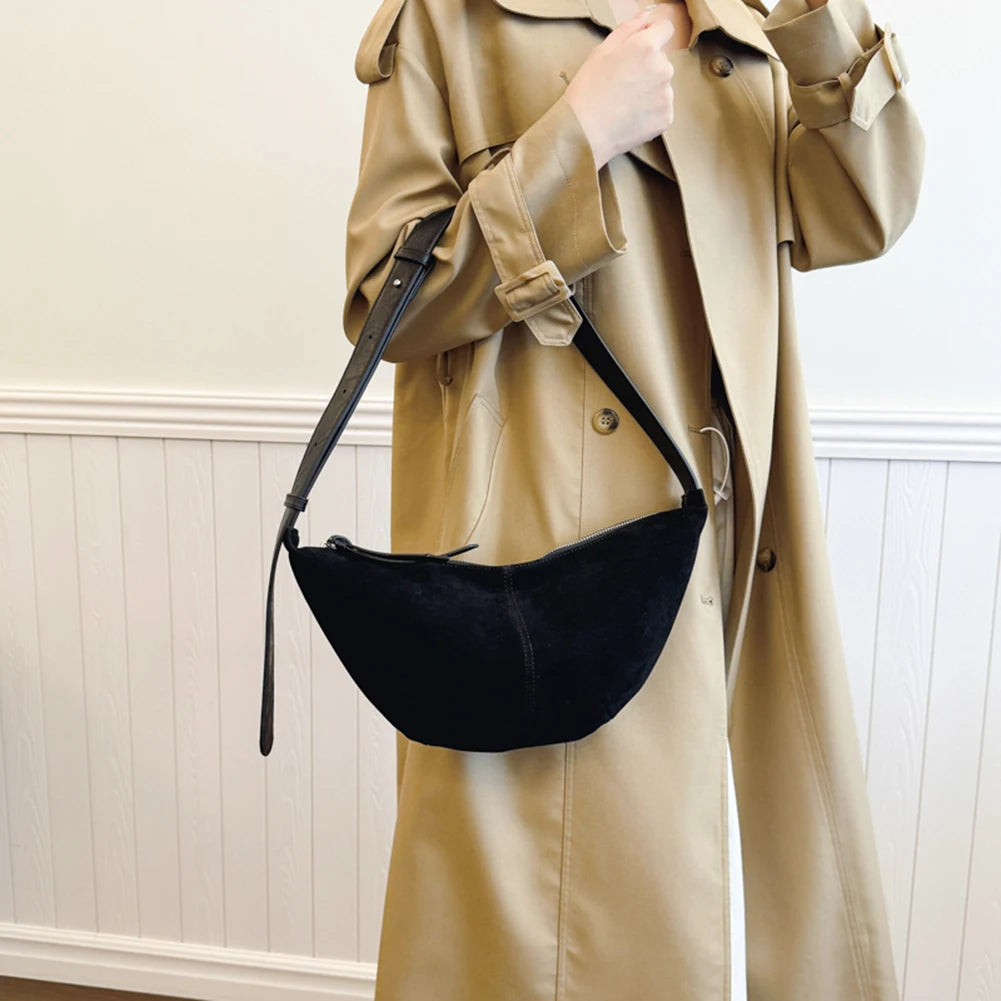 Soft Suede Hobo Crossbody | Simple Winter Shopper Bag Luxegan