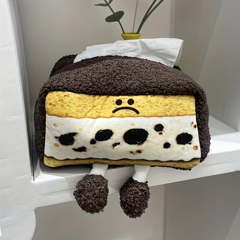 Cute Personalized Plush Tissue Box Cover | Creative Strawberry Kiwi Chocolate Cartoon Niche Desktop Storage Bag Luxegan