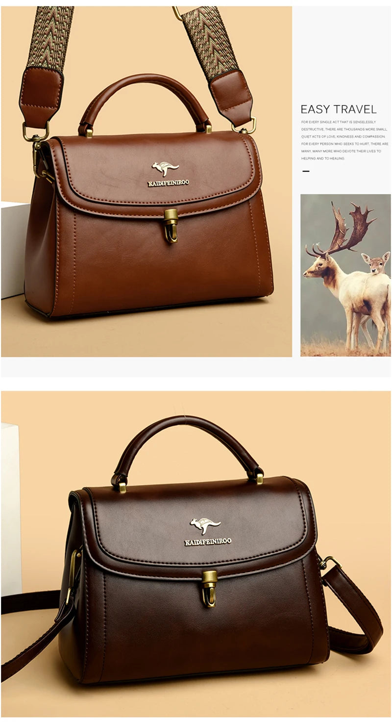 High Quality Leather Shoulder Crossbody Bags for Women 2024 Ladies Luxury Designer Fashion Handbags Female Messenger Sac A Main