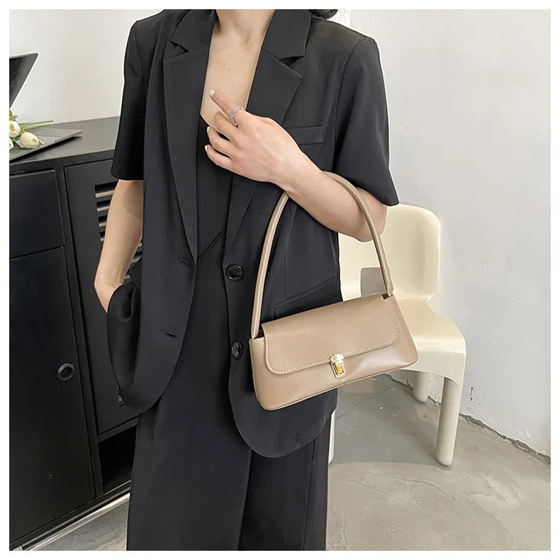 Women's Shoulder Bag Handbag | Retro Underarm Bag & Fashion Simple Solid Color New Hand Shoulder Bag Luxegan