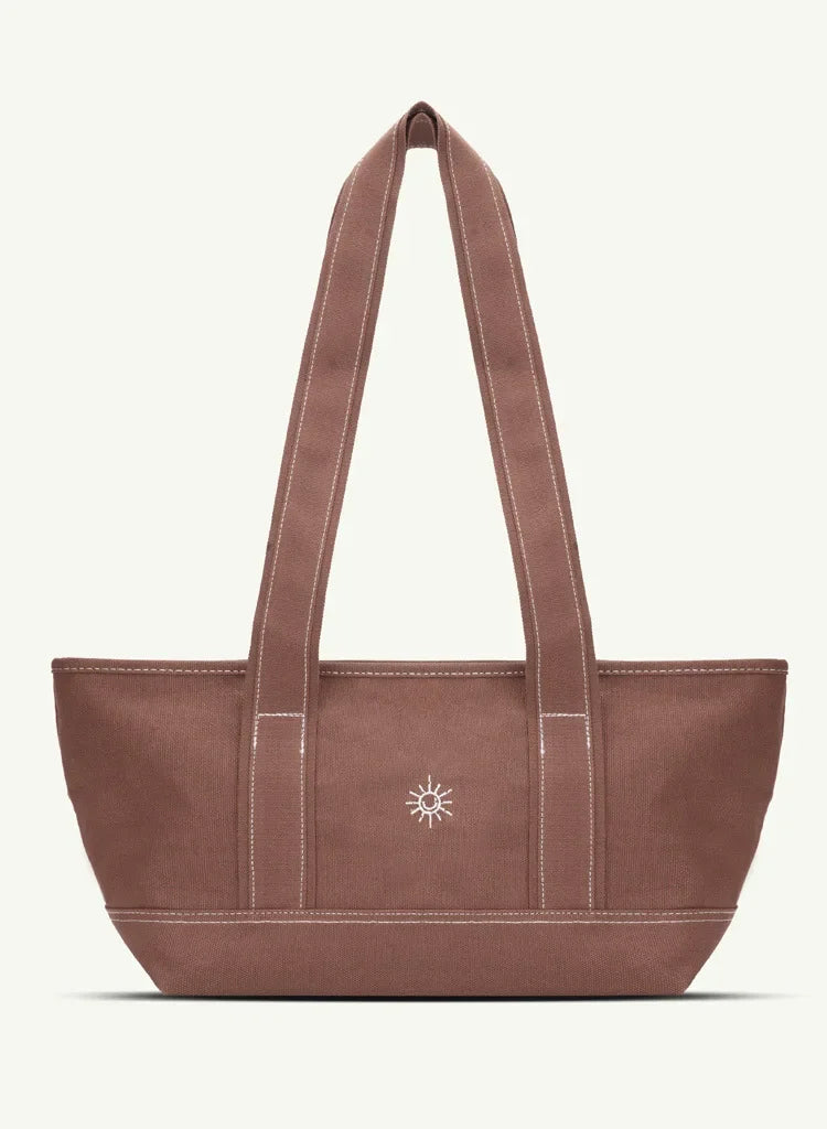 Large Capacity Canvas Shoulder Bag | Sophisticated Solid Color Tote Silhouette | Elegant "Zipper Closure" Stylish Handbag | "Dignified" Leather-Trimmed Purse for Radiant Versatile Styling Luxegan
