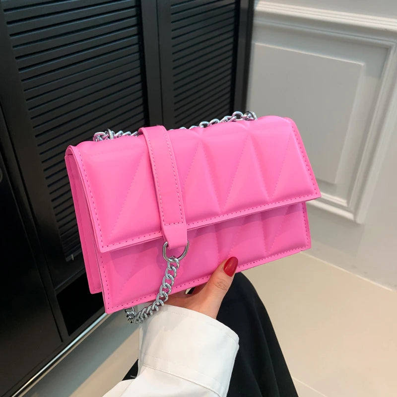 Designer Fashion Women Shoulder Bag | Ladies PU Leather Handle Handbag | Chain Strap Crossbody Bag (Vintage Pillow Shape) Luxegan