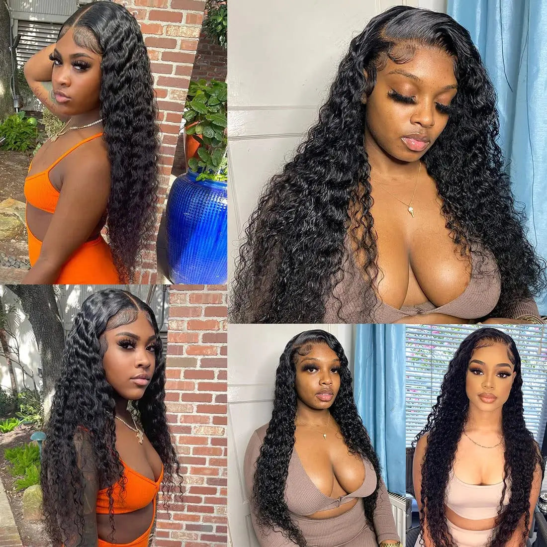 Invisi-Strap 360 HD Full Lace Glueless Wig | Sophisticated "Deep Curly" Water Wave Silhouette | Elegant High-Density Lace Frontal | "Dignified" Brazilian Human Hair Wig for Radiant Versatile Styling Luxegan