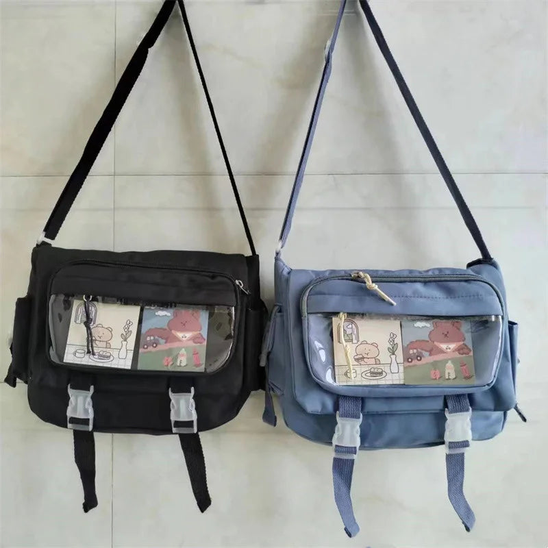 Japanese Harajuku Style Canvas Messenger Bag | Large Capacity Student Tote Luxegan