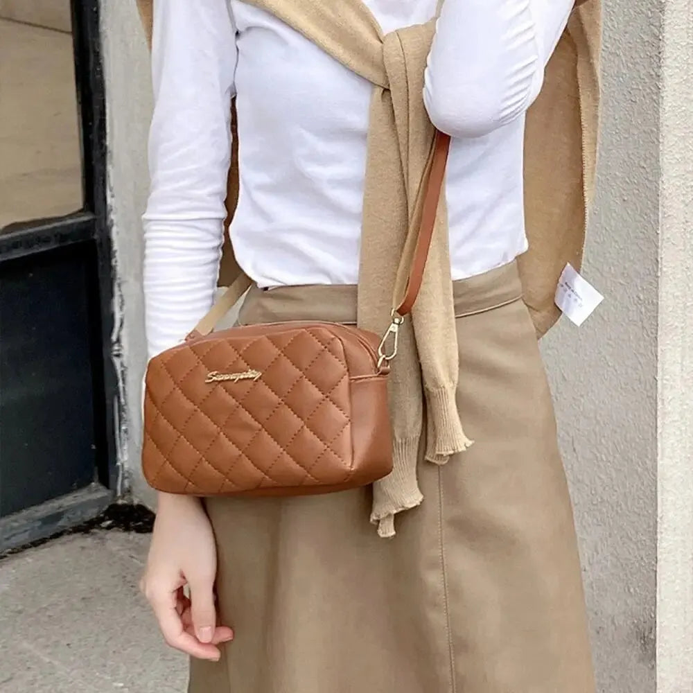 PU Leather Solid Square Bag | Soft Appliqued Chain Crossbody & Handle Handbag Luxegan