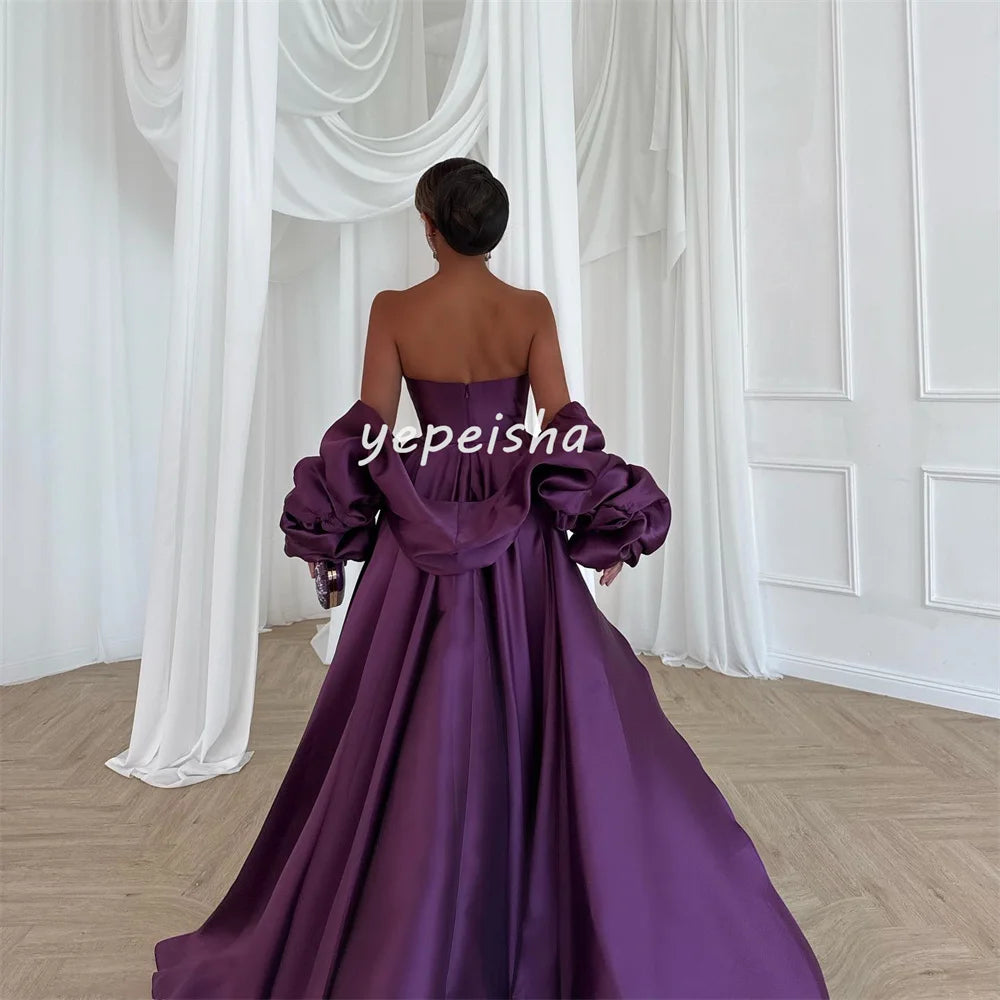 Customized Intricate Matching Pleat Beading Sequined A-line Off-the-shoulder Long Dresses Bespoke Occasion Dresses Exquisite