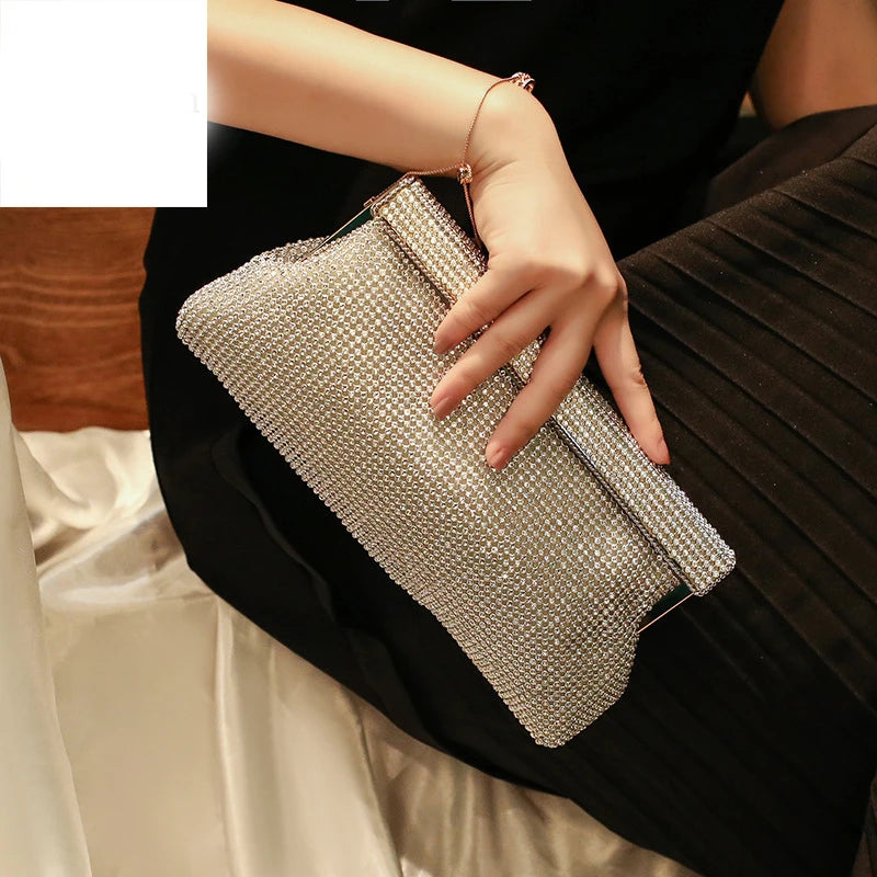 Women’s Diamond Bow Evening Clutch | Sophisticated Leopard Pattern Wedding Party Pouch | Elegant Ruched Beaded Crossbody Bag | "Dignified" Soft Minaudière with Fashion Chain & Sequined Detail Luxegan