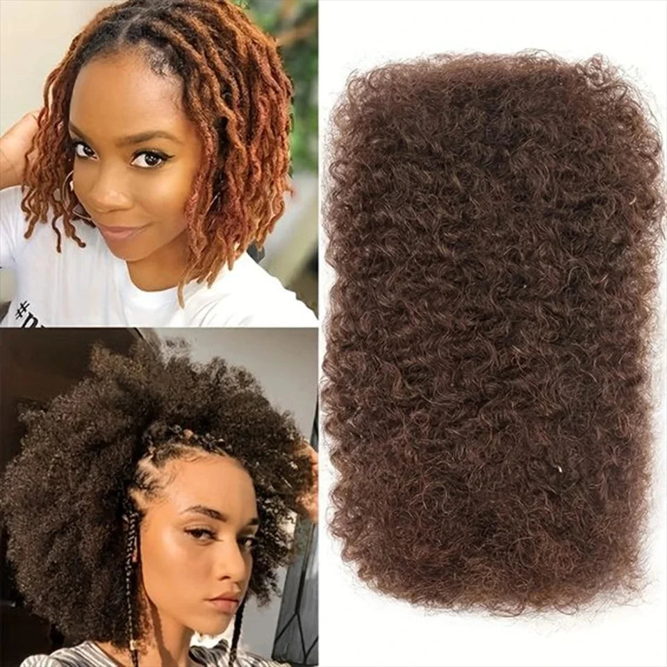 10"-22" Brazilian Remy Afro Kinky Bulk Human Hair for Braiding | 50g Natural Black Dreadlock & Twist Hair Luxegan
