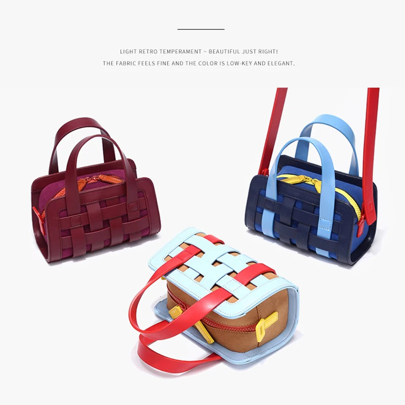 New In Splicing Woven Design Handbag | Casual Versatile Ladies Shoulder Bag | Fashion Knitting Shell Crossbody for Women Luxegan