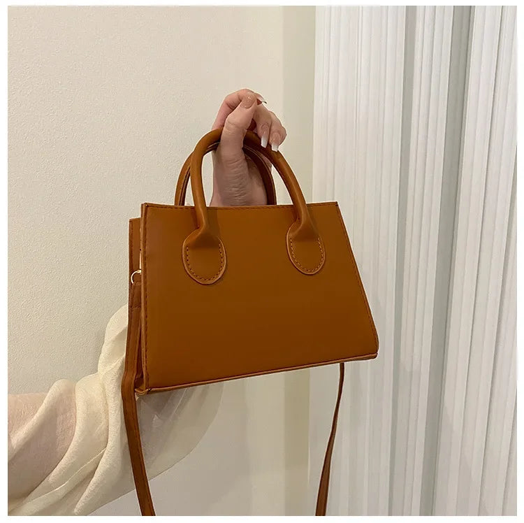 Minimalist Black Small Square Bag | All-Match PU Leather Top Handle Purse | Classic Shoulder & Crossbody Bag for Work (Women) Luxegan