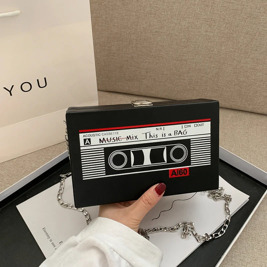 New Retro Magnetic Tape Radio Style Square Bag | Women's Shoulder Bag & Crossbody Bag (Fashionable Leisure Retro Pop) Luxegan