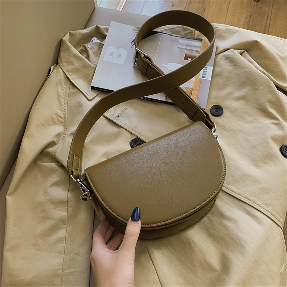 Genuine Retro Saddle Bag | Soft PU Leather Designer Crossbody Luxegan