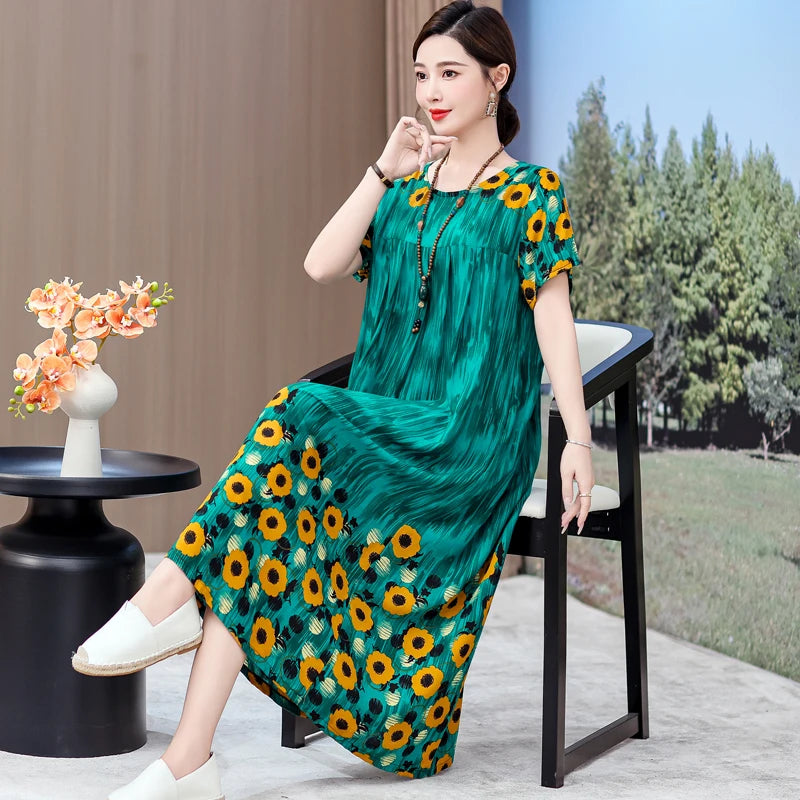 New 2025 Women Dress Female Casual short Sleeve cotton Dresses loose solid Vintage Sweet Clothing Vestidos  vestido verano