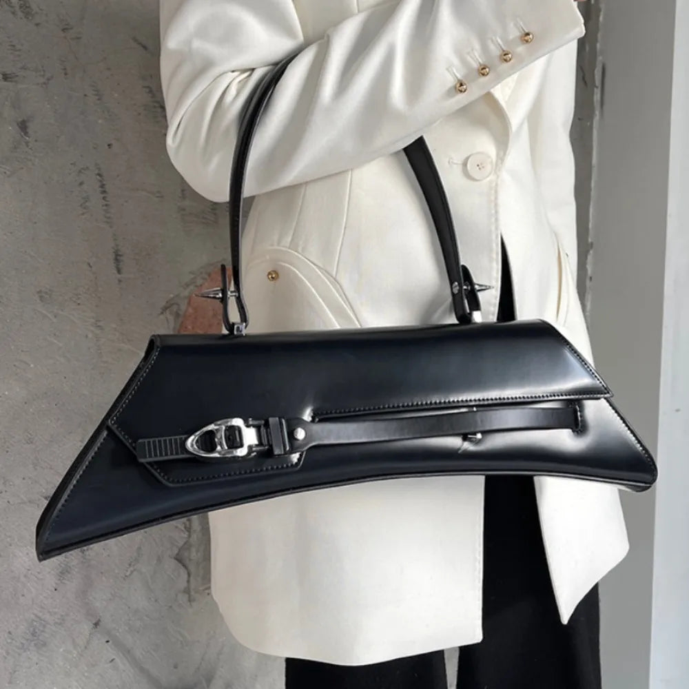 Exquisite Soft Leather Commuter Shoulder Bag | Senior Minority Personalized Underarm Bag (Moto Casual Latch Armpit Handbag) Luxegan