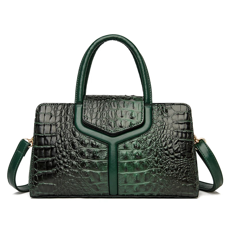 New Leather Women's Messenger Bags | Crocodile Female Crossbody Shoulder Handbags & High Quality Ladies Totes Luxegan