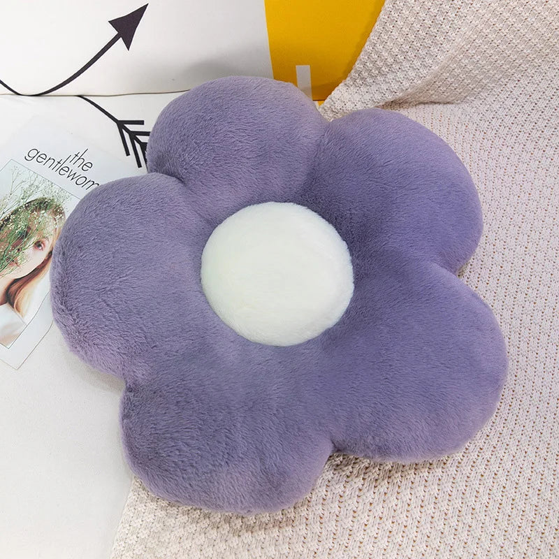 Circular Flower Shape Chair Cushion | Sophisticated "Soft Nap" Floral Silhouette | Elegant Winter Thick Floor & Couch Pillow | "Dignified" High-Performance Memory Comfort for Radiant Versatile Styling Luxegan